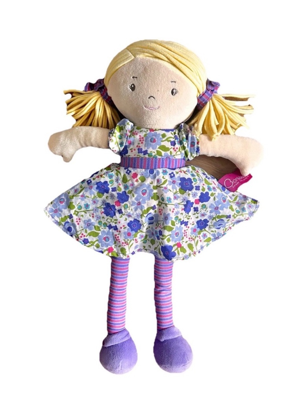 Bonikka Dames Lil' Peggy Rag Doll Blonde and cute Hair Purple Floral Dress